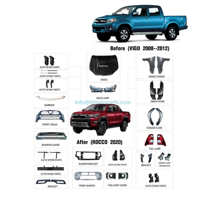 Un buon prezzo. 53121-0K220 Toyota Hilux Vigo 2008-2012 Più di 10 pezzi di plastica auto completo kit per Hilux Rocco 531210K220 in linea